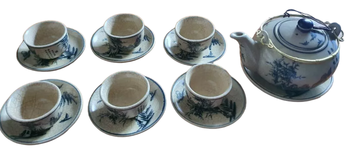 Bat Trang Pottery Ceramic Tea Set - Authentic Vietnamese Craftsmanship Village