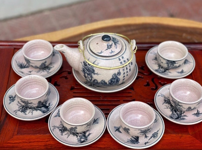 Bat Trang Pottery Ceramic Tea Set - Authentic Vietnamese Craftsmanship Village